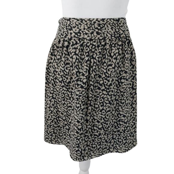 NWOT! ANN TAYLOR LOFT! BLACK AND TAN TAUPE LEOPARD, WIDE WAIST FULL SKIRT! SZ 12 - Picture 5 of 8